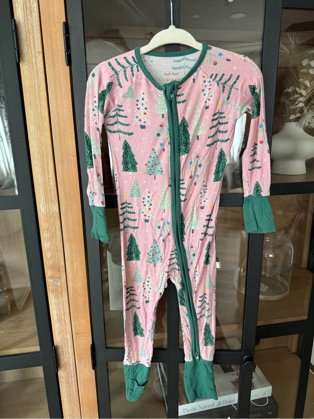 Little Sleepies zippy footies christmas trees baby girl 6-12 sleeper playsuit